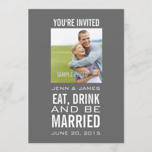 Grey Modern Photo Wedding Invitations
