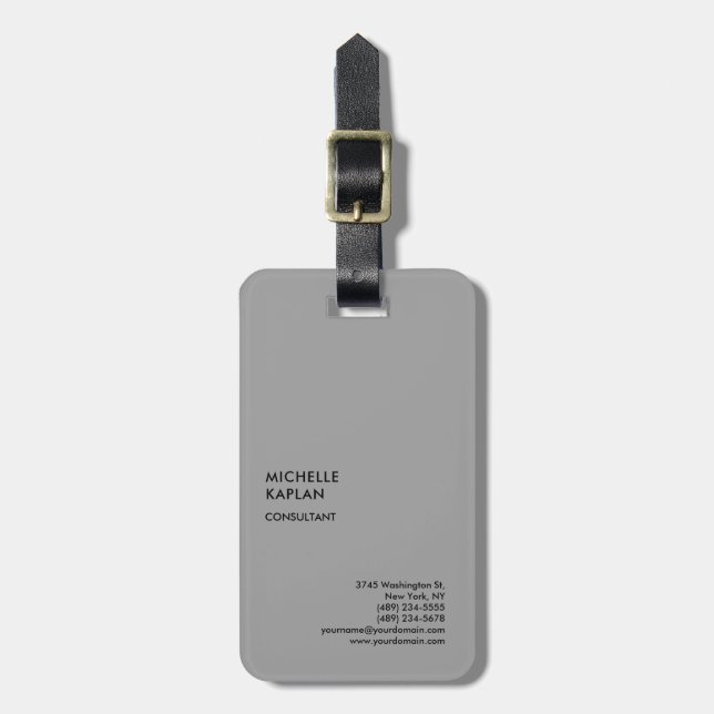 Grey Modern Professional Exclusive Luggage Tag (Front Vertical)