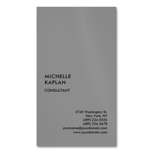 Grey Modern Professional Exclusive Magnetic Business Card (Front Vertical)
