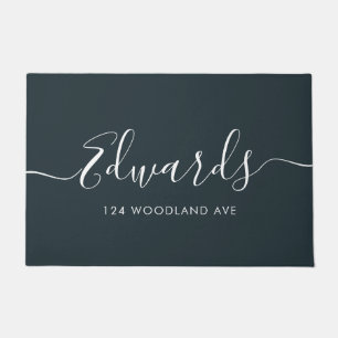 Grey Modern Script Personalised Doormat
