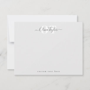Grey Modern Script Personalised Stationery Note Ca Card