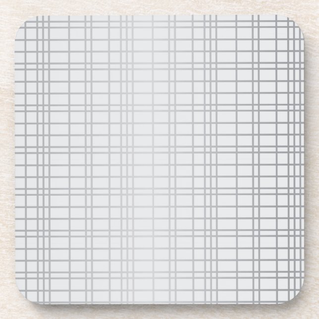 Grey, modern, simple, cool, trendy grid lines coaster (Front)