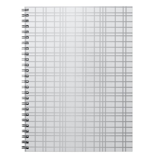 Grey, modern, simple, cool, trendy grid lines notebook (Front)
