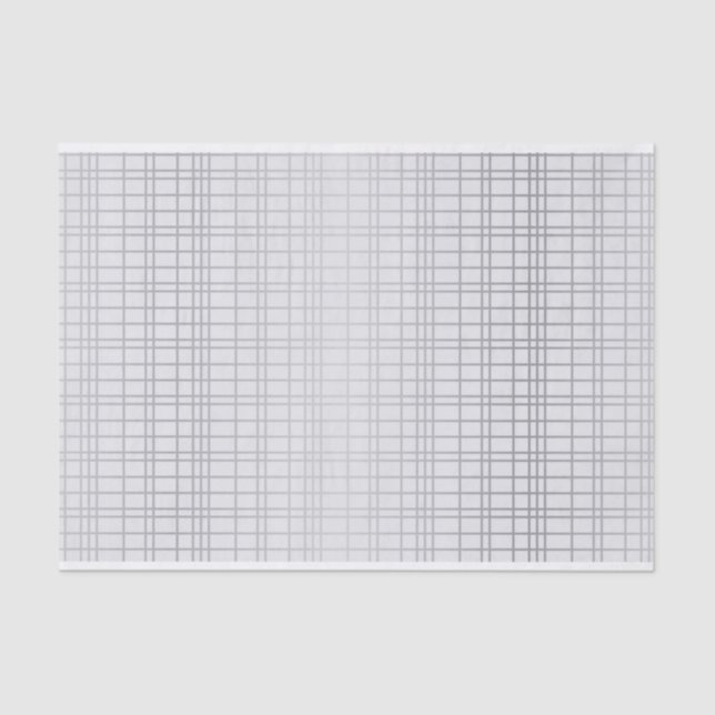 Grey, modern, simple, cool, trendy grid lines tissue paper (Front)
