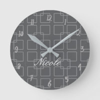 Grey Modern Squares Geometric Personalised Office