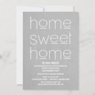 Grey Modern Sweet Home Housewarming Party Invitation