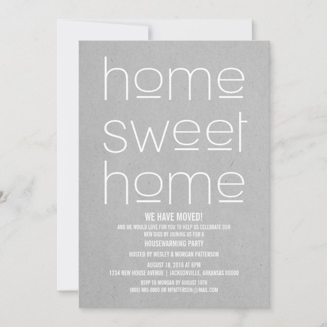 Grey Modern Sweet Home Housewarming Party Invitation (Front)