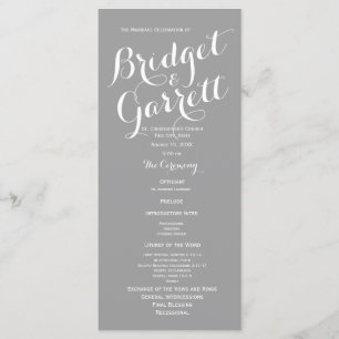 Grey Modern Text Wedding Program Programme