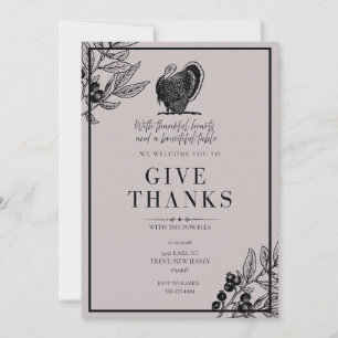 Grey modern Thanksgiving dinner Invitation