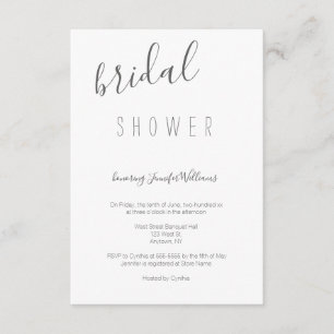 Grey modern typography bridal shower invitations