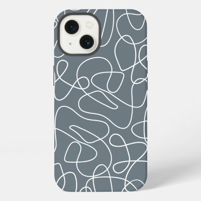 Grey Modern Wavy Lines Pattern iPhone Case (Back)