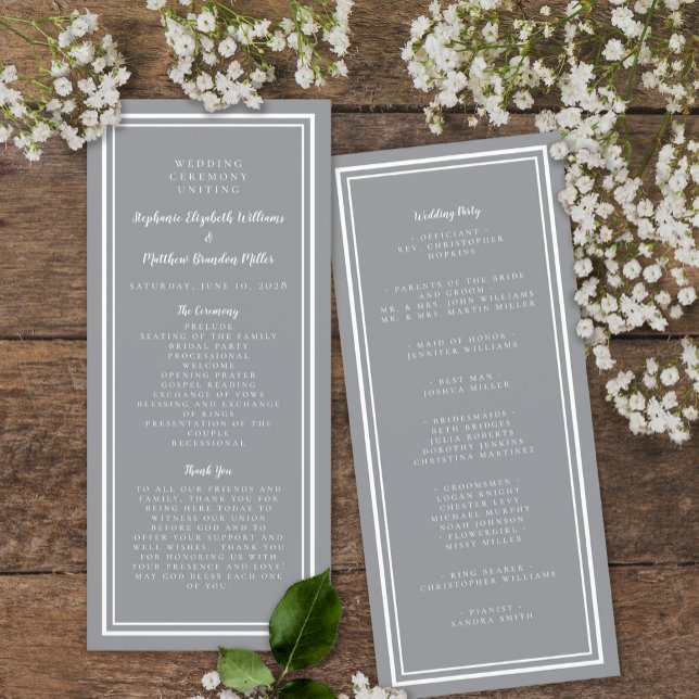 Grey Modern Wedding Service Ceremony Minimalist Pr Programme (Creator Uploaded)