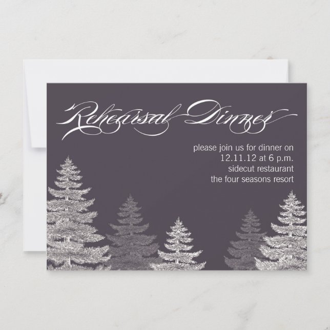 Grey Modern Winter Rehearsal Dinner Invitation (Front)