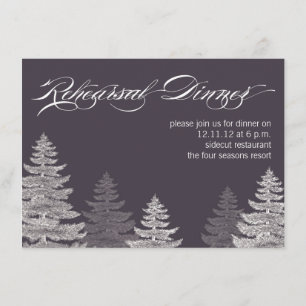 Grey Modern Winter Rehearsal Dinner Invitation