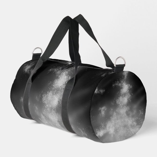 Grey Monochrome Night  Sky  Duffle Bag (Left Corner)