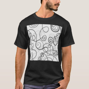 Grey Monochrome Whimsical Organic Lines Curves Wat T-Shirt
