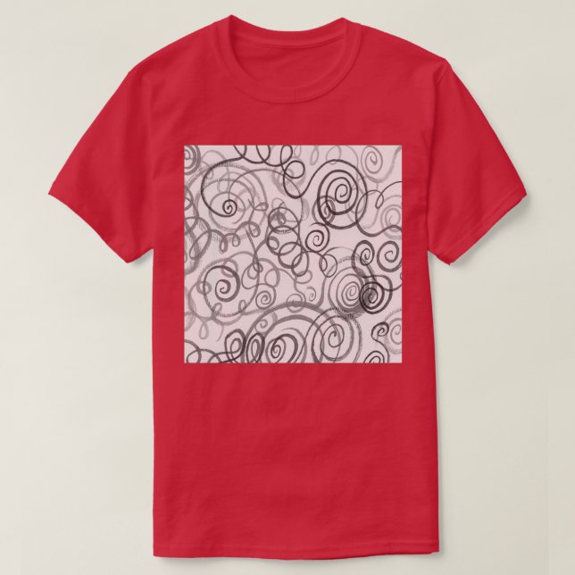 Grey Monochrome Whimsical Organic Lines Curves Wat T-Shirt (Design Front)