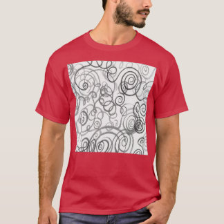 Grey Monochrome Whimsical Organic Lines Curves Wat T-Shirt