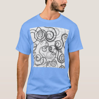 Grey Monochrome Whimsical Organic Lines Curves Wat T-Shirt