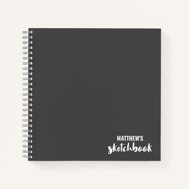 Grey Monogram Artist Sketchbook Notebook (Front)