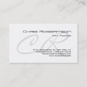 Grey Monogram Black White Charming Business Card