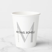 Grey Monogram Black White Name
