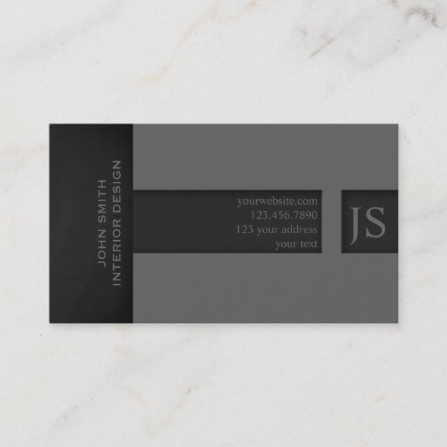 Grey Monogram Business Card (Front)