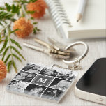 Grey Monogram Family Photo Collage Key Ring<br><div class="desc">Monogram Family Photo Collage. Personalise this custom design with your own monogram initial or text.</div>