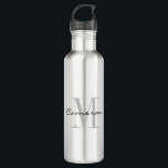Grey Monogram Initial and Name Personalised   710 Ml Water Bottle<br><div class="desc">Grey Monogram Initial and Name Personalised</div>