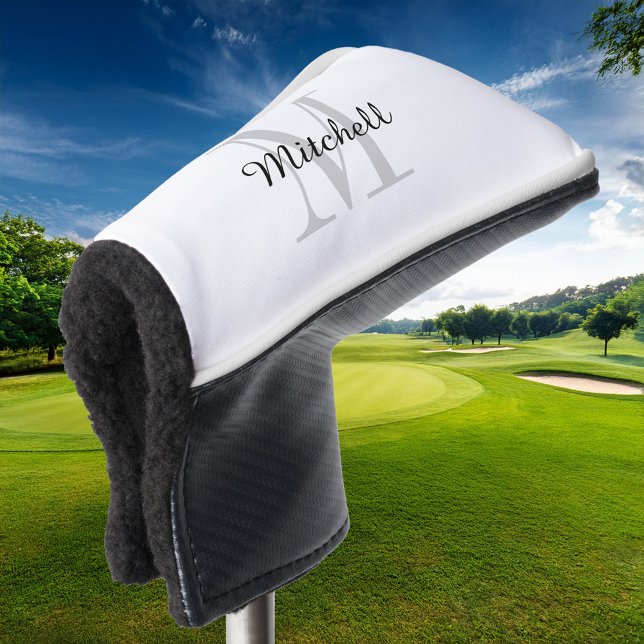 Grey Monogram Initial and Name Personalised Golf Head Cover (Creator Uploaded)