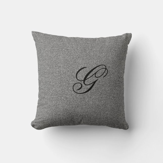 Grey monogram initial cushion (Front)