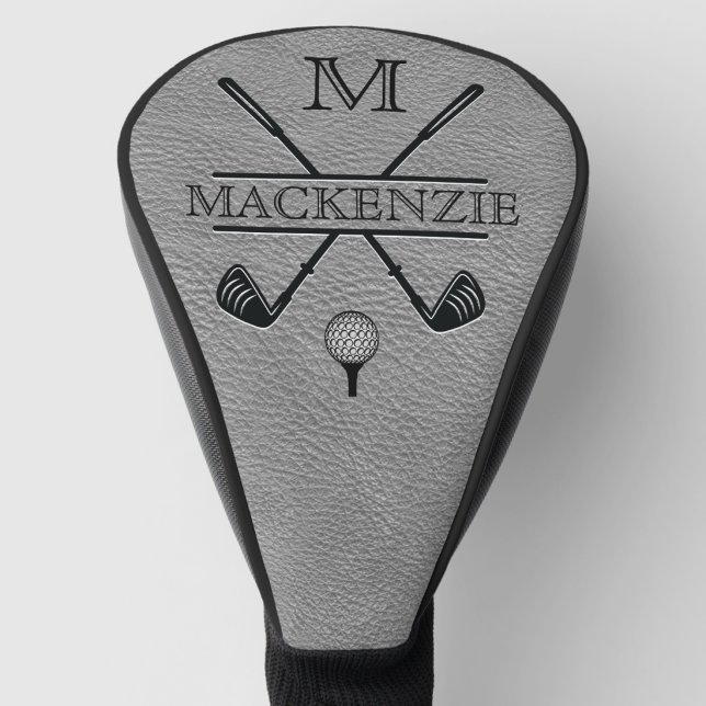 Grey Monogram Initial Name  Golf Head Cover (Creator Uploaded)