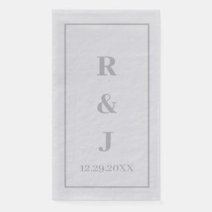 Grey Monogram Initials Custom Couple Name Silver Napkin