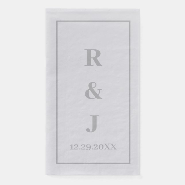 Grey Monogram Initials Custom Couple Name Silver Napkin (Front)