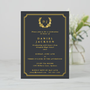 Grey Monogram + Laurel Wreath Graduation