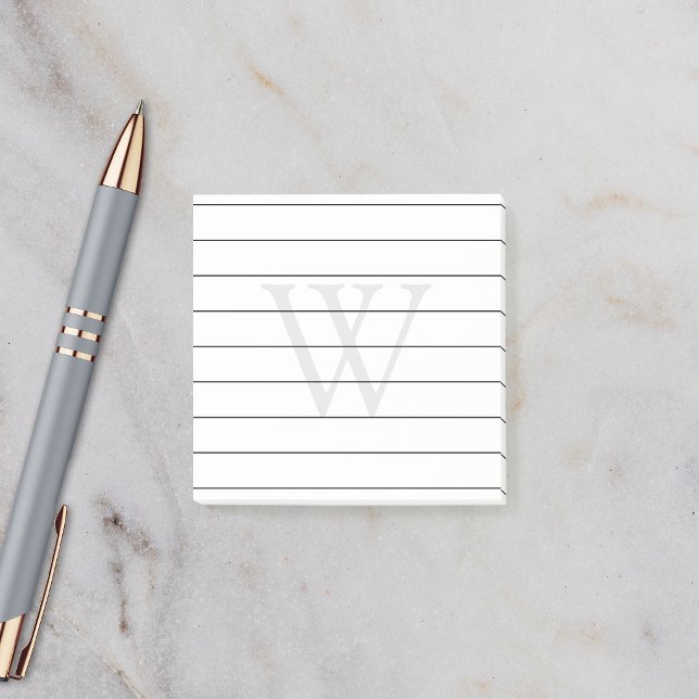 Grey Monogram Lined Post-it Notes (Creator Uploaded)
