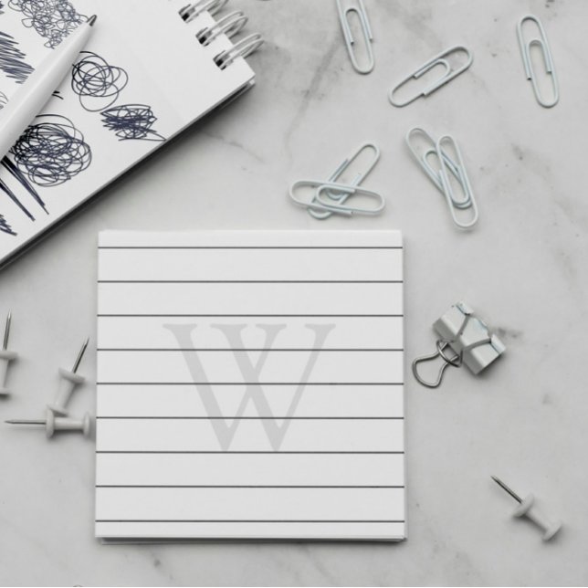 Grey Monogram Lined Post-it Notes (Creator Uploaded)