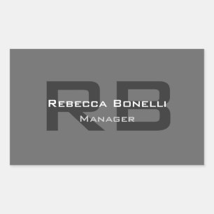 Grey Monogram Minimalist Personalised Modern Rectangular Sticker