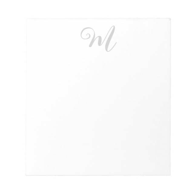 Grey Monogram Minimalist Plain Chic Notepad (Front)
