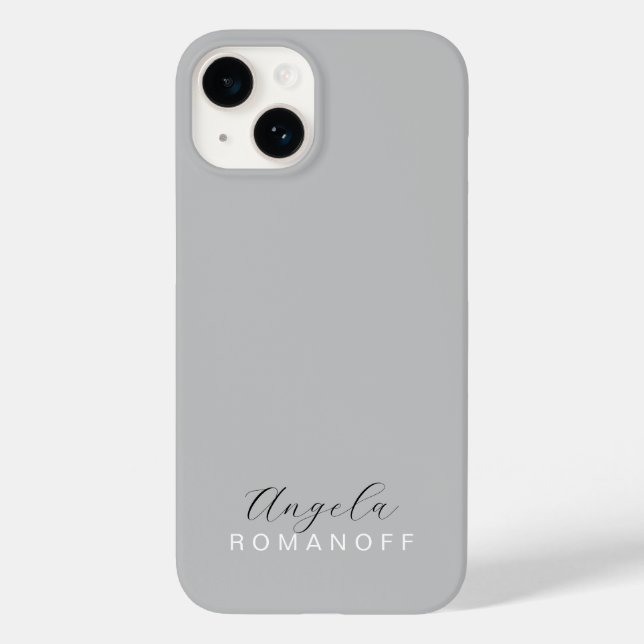 Grey Monogram Modern Minimalist Feminine Case-Mate iPhone Case (Back)
