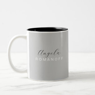 Grey Monogram Modern Minimalist Two-Tone Coffee Mug