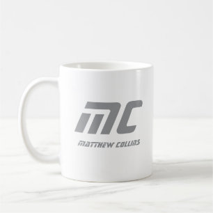 Grey Monogram Modern Name Bold Simple Text Coffee Mug