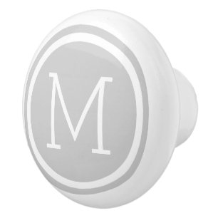 Grey Monogram Personalised Drawer Knob