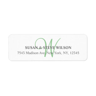 Grey Monogram Return Address Labels for Weddings