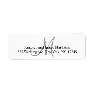 Grey Monogram Return Address Labels for Weddings