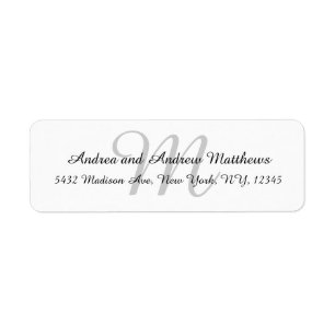 Grey Monogram Return Address Labels for Weddings