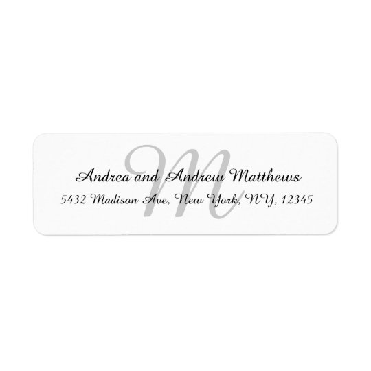 Grey Monogram Return Address Labels for Weddings