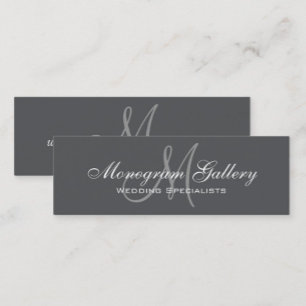 Grey Monogram Simple Customisable Mini Business Card