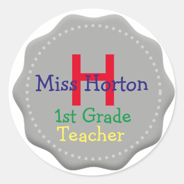 Grey Monogram Teachers Stickers (Front)