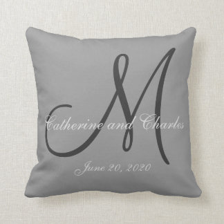 Grey Monogram Wedding Cushion